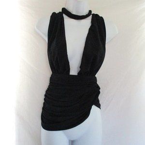 NWT NORMA KAMALI BILL MIO XO Convertible Top Sleeveless Shirt Blouse S BLACK